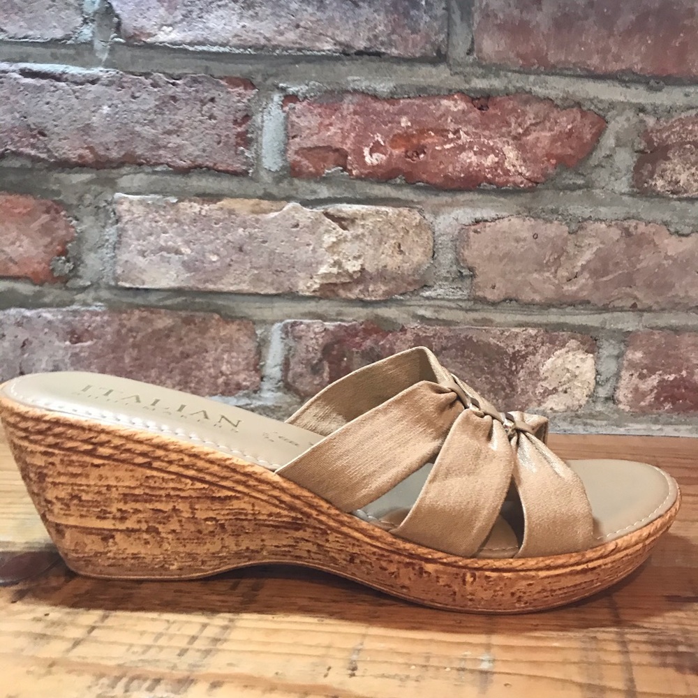 Italian Shoemakers Beige Cork Wedge